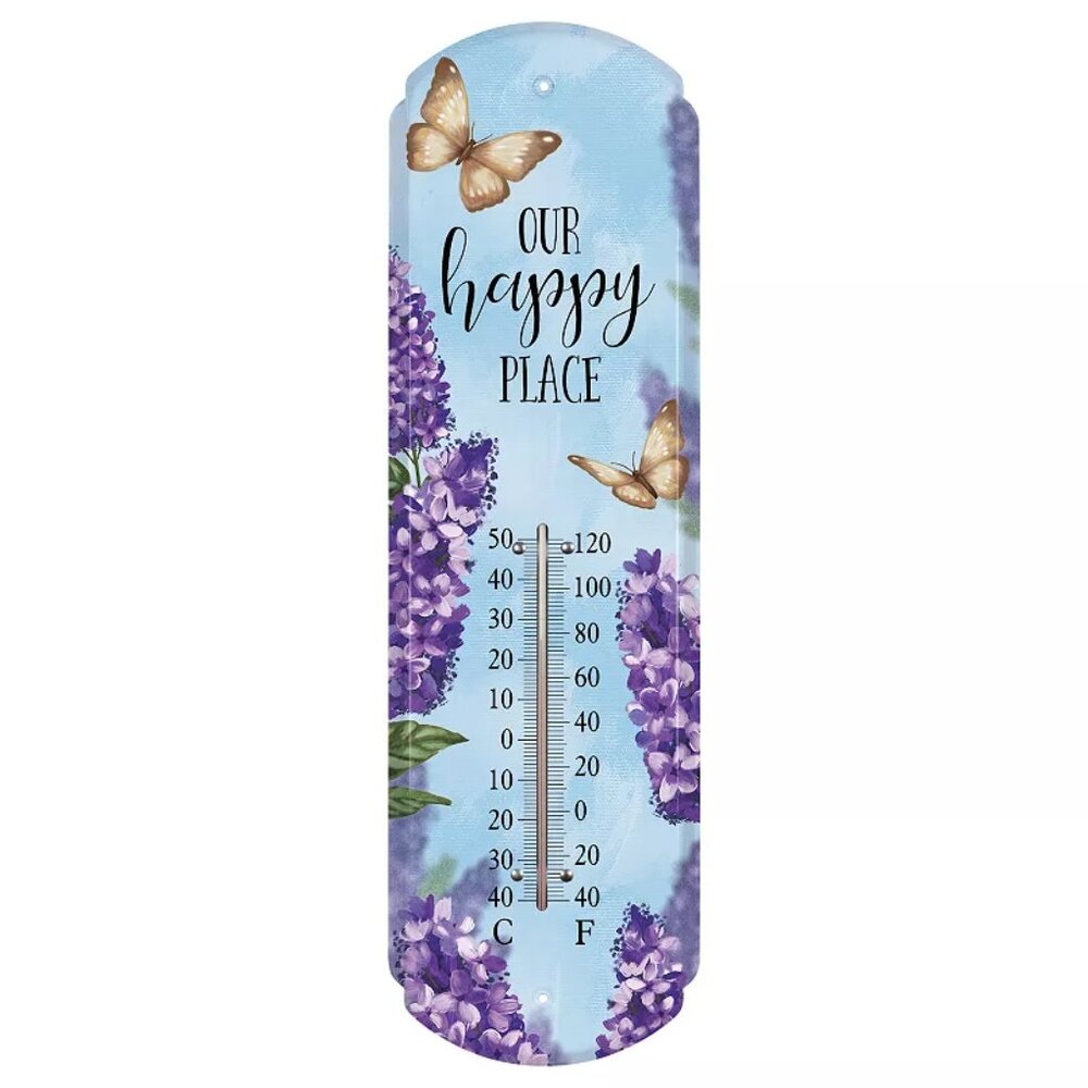 Carson "Our Happy Place" Outdoor Garden Thermometer, New-in-Box